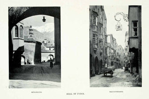 1928 Print Munzertor Hall Tyrol Austria Downtown Cityscape Mountains Arch XGGA7
