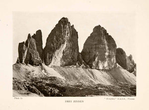 1914 Halftone Print Drei Zinnen Austrian Alps Mountains Geological XGGA8