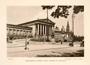 1914 Halftone Print Austrian Parliament Greek Revival Ringstrasse Vienna XGGA8