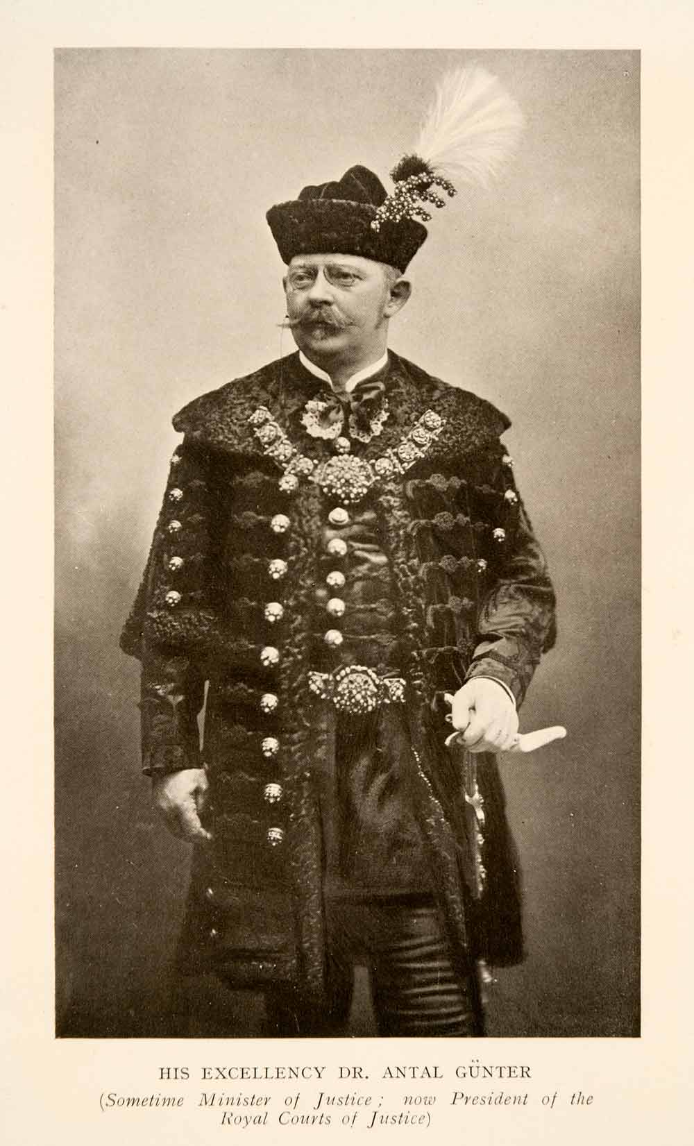 1914 Halftone Print Dr Antal Gunter Minister Justice Hungary Royal Court XGGA8