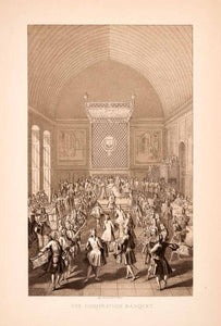 1876 Chromolithograph Coronation Banquet Louis XV Music Historical Bishops XGGA9