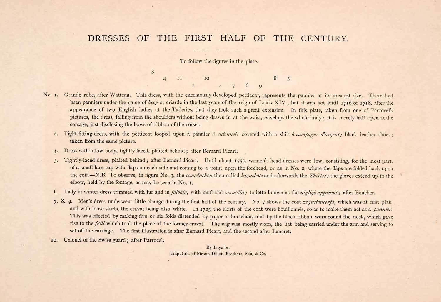 1876 Chromolithograph Costume Fashion Pannier Dress 18th Century France XGGA9