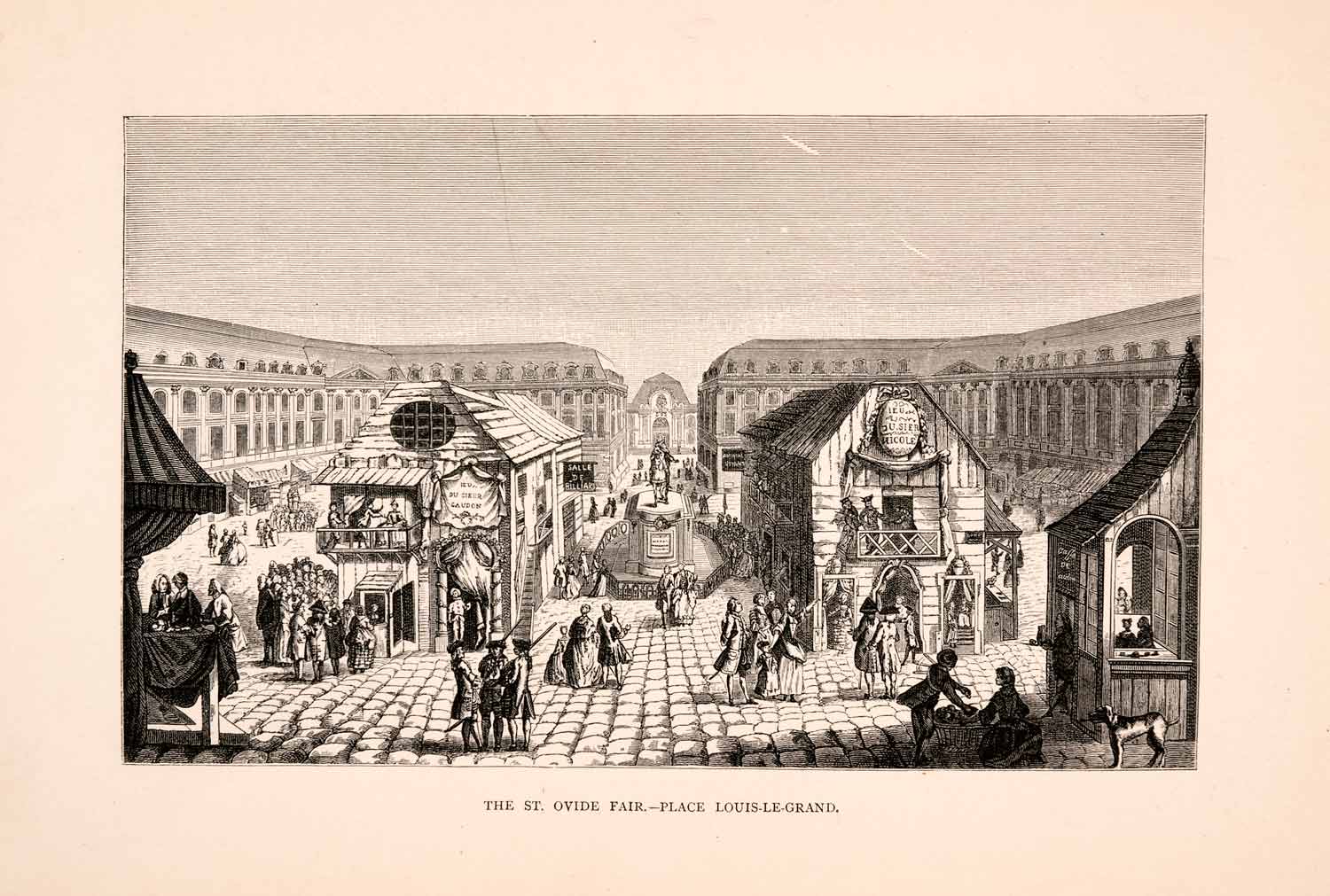 1876 Wood Engraving Francois Giradon Place Louis-le-Grand Vendome St Ovide XGGA9