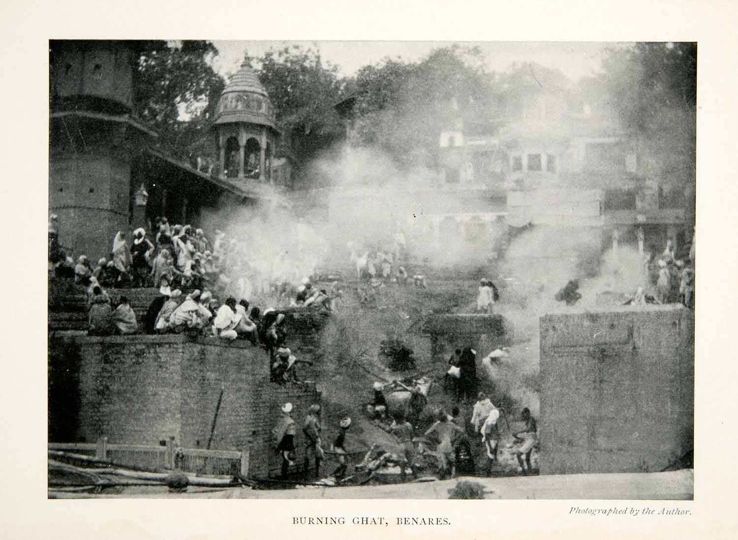 1905 Print Burn Ghat Stairs Benares India Historic Architecture Cityscape XGGB2