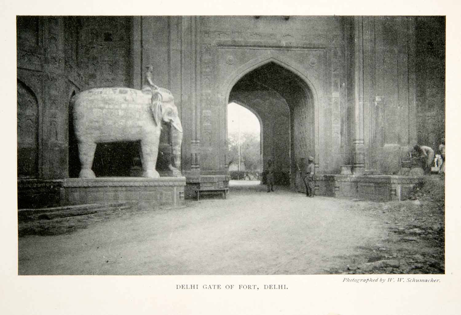 1905 Print New Delhi Gate India Walled City Fortress Elephant Statue XGGB2