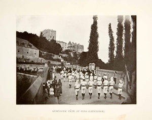 1906 Print Gymnastic Fete Procession Batons Pons Saintonge France Historic XGGB4