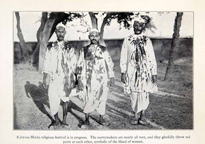 1930 Print Holi Festival India Portrait Men Paint Powder Spring Tradition XGGB6