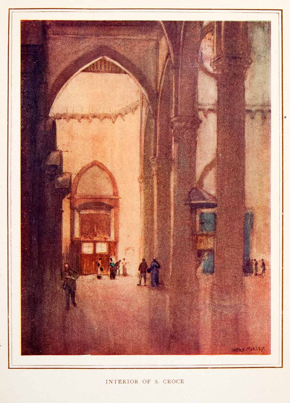 1912 Color Print Interior Basilica Santa Croce Florence Italy Franciscan XGGB8
