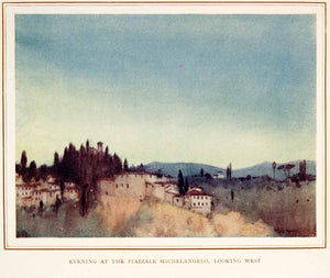 1912 Color Print Evening Piazzale Michelangelo Florence Italy Biuseppe XGGB8