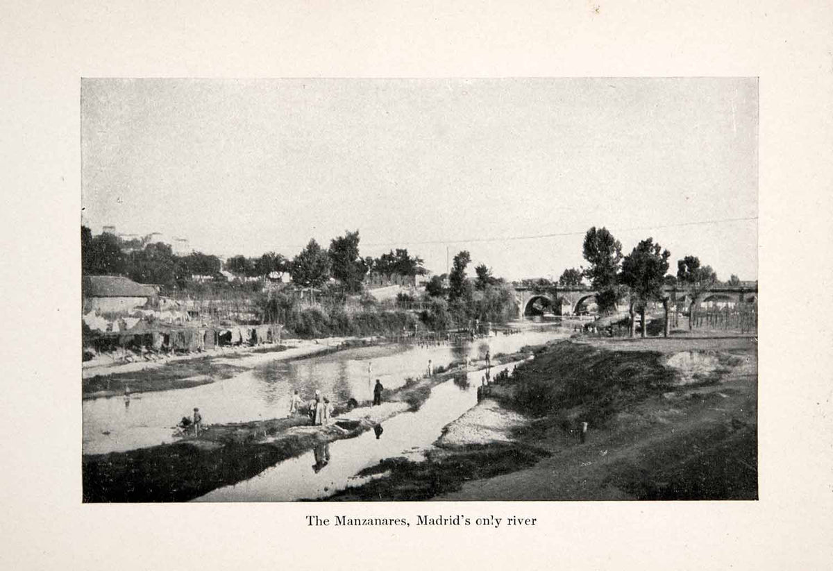 1911 Print Manzanares River Madrid Spain Espana Landscape Bridge Banks ...