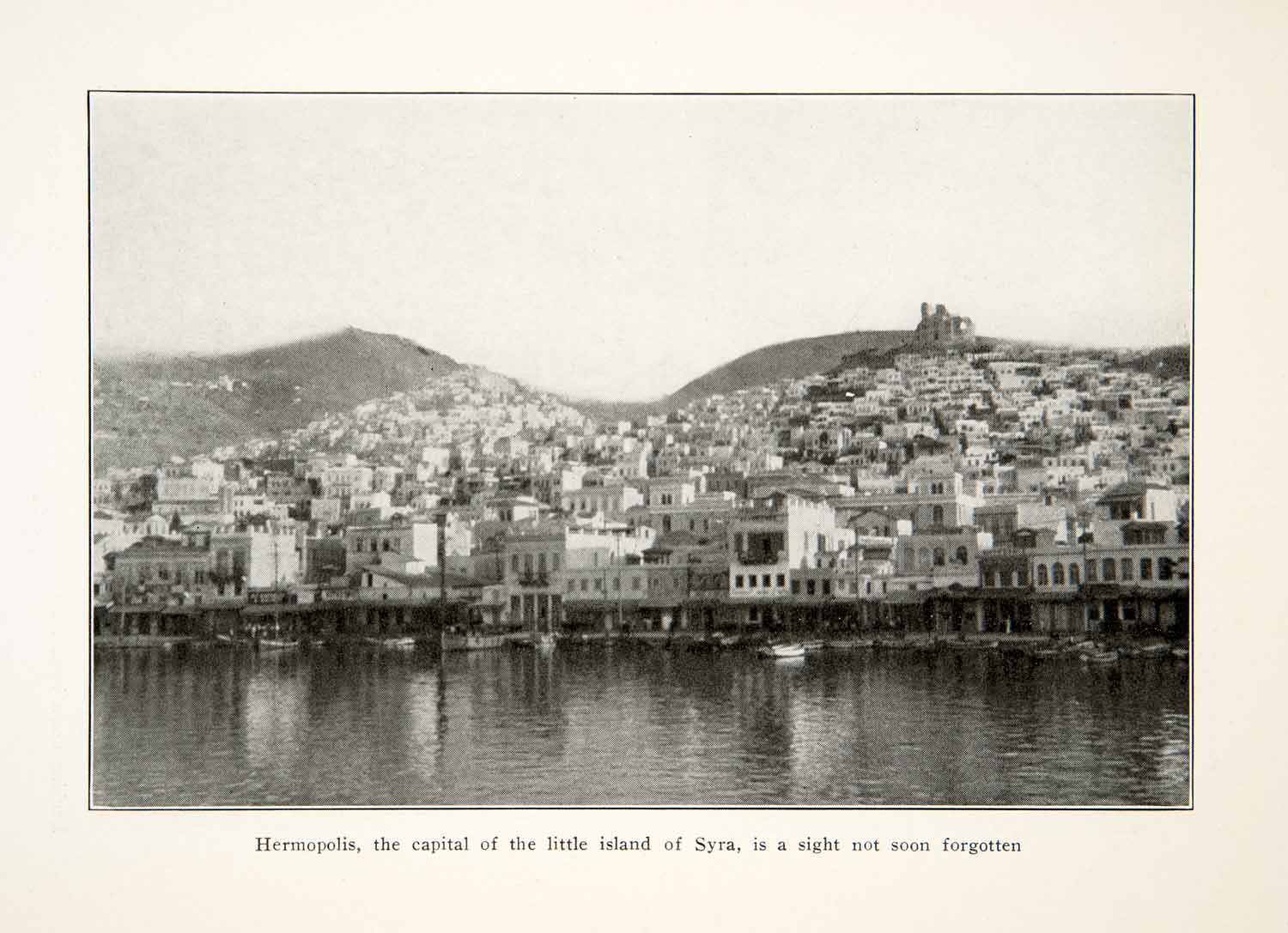 1929 Print Hermopolis Syria Cityscape Water Hills Buildings Greece Magna XGGC2