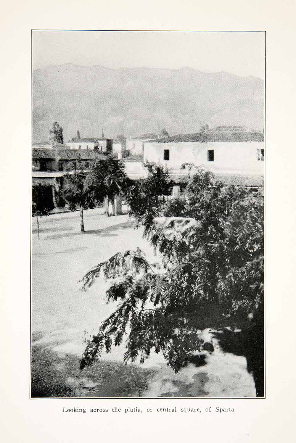 1929 Print Piata Central Square Sparta Greece Lacedemon Ancient River XGGC2