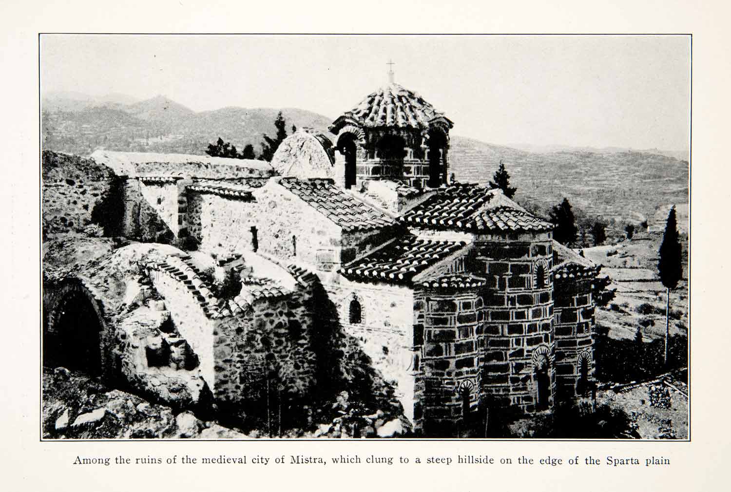 1929 Print Medieval Sparta Plain Hillside Mystras Laconia World Heritage XGGC2