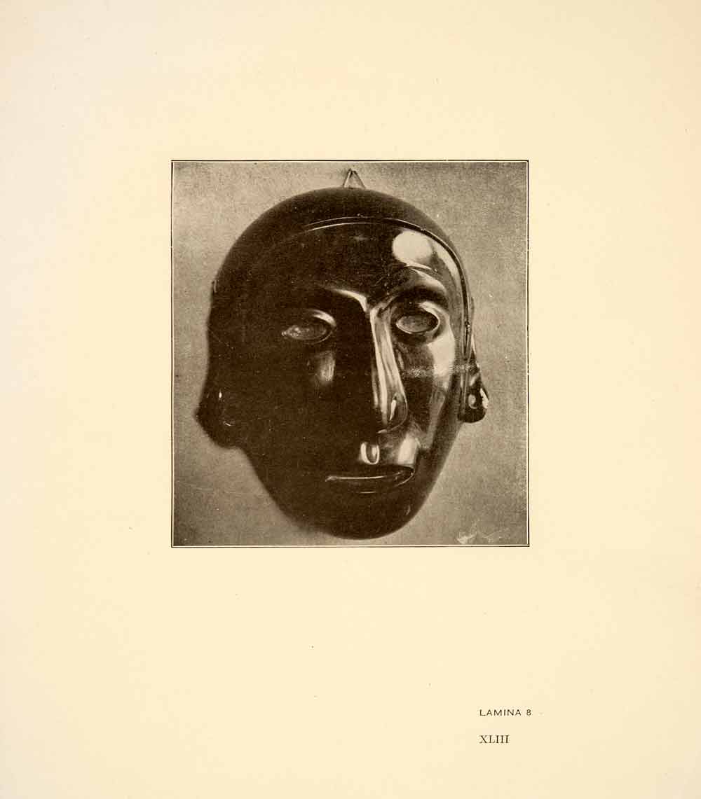 1926 Print Nahua Mexico Ancient Aztec Nahuatl Tribal Mask Ceremonial XGGC4