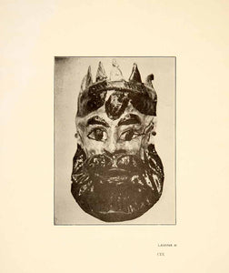 1926 Print Anceint Pasteboard Tribal Mask King Royalty Mexico City Tribe XGGC4