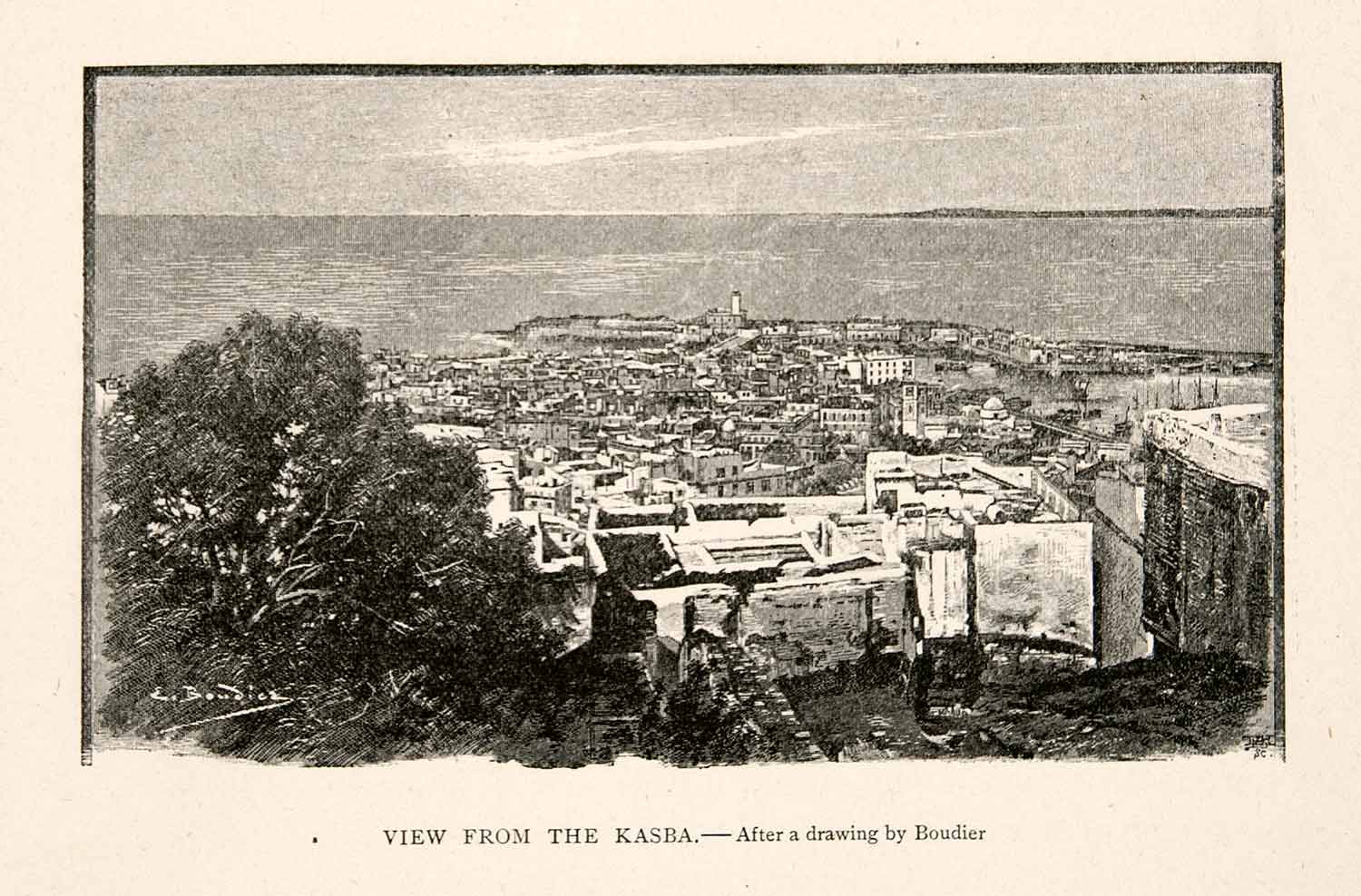 1894 Print Algiers Casbah Algeria Walled Citadel Traditional Quarter Sea XGGC5