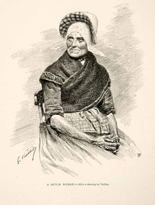 1894 Print Dutch Woman Netherlands Nederland Bonnet Zuid Beveland Shawl XGGC5