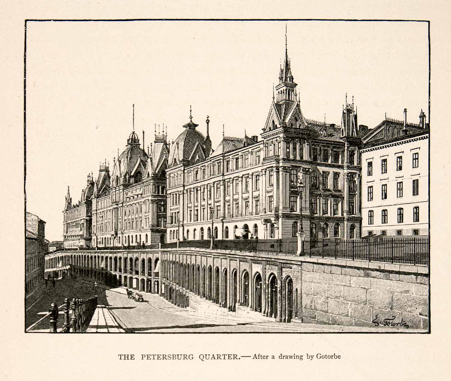 1894 Print Petersburg Quarter Christiania Oslo Norway Castle Palace Arch XGGC5