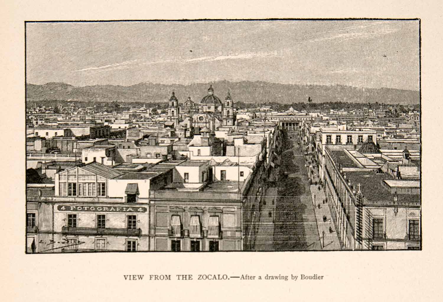 1894 Print Mexico City Zocalo Plaza Arms Square Vista Catedral Cathedral XGGC5