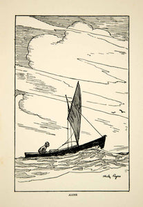 1930 Print Atlantic Ocean Small Open Boat Sailing Waves Stanley Rogers XGGC7