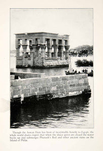 1923 Print Aswan Dam Pharaoh's Bed Island Philae Historical Landmark Egypt XGGC9