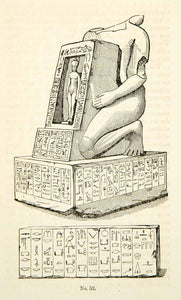 1832 Wood Engraving British Museum Ancient Egyptian Artifact Statue XGGD1