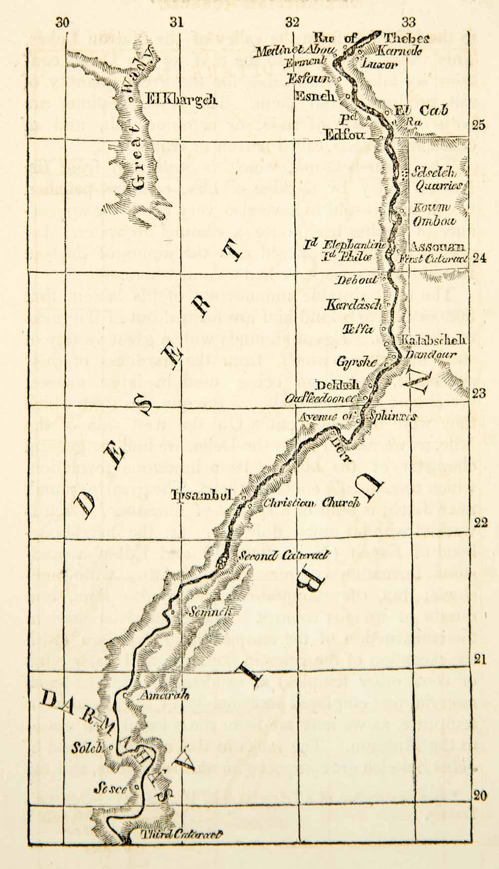 1832 Print Map Egypt Nile Valley Nubia Desert Suez Matron Alexandria Abu XGGD1