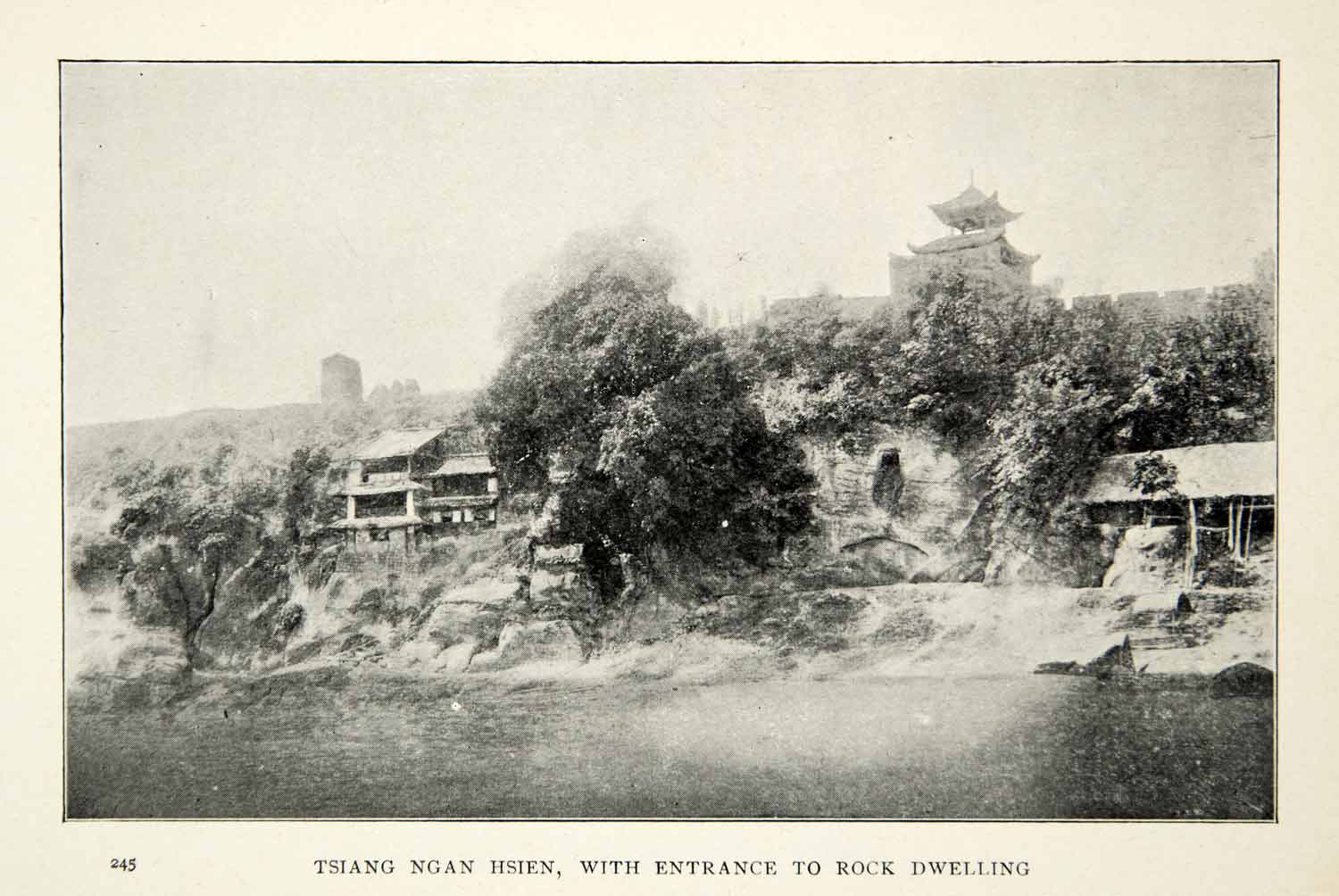 1900 Print Tsiang Ngan Hsien China Orient Sichuan Province River Pagoda XGGD2