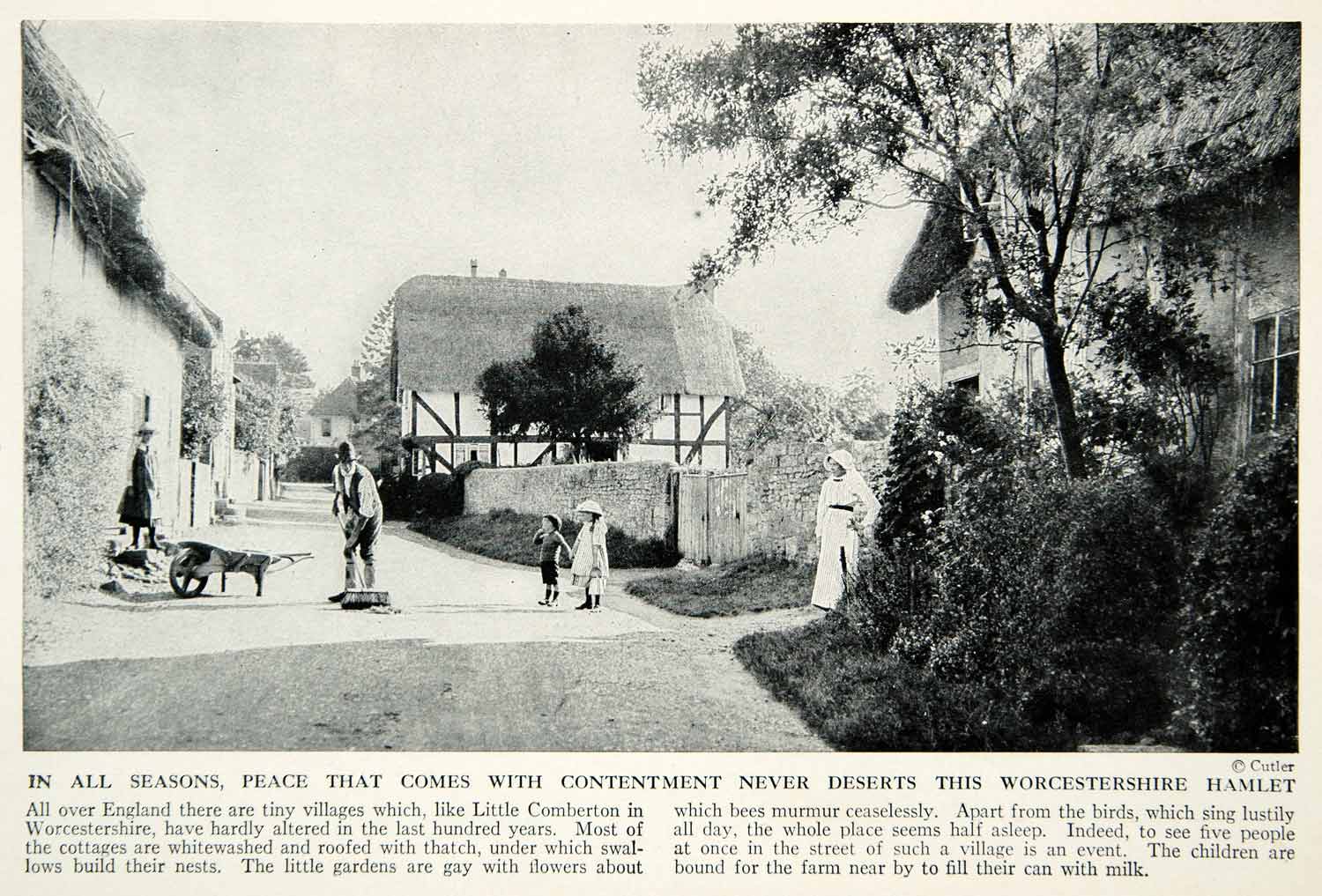 1938 Print Little Comberton Worcestershire England Street View Historical XGGD4