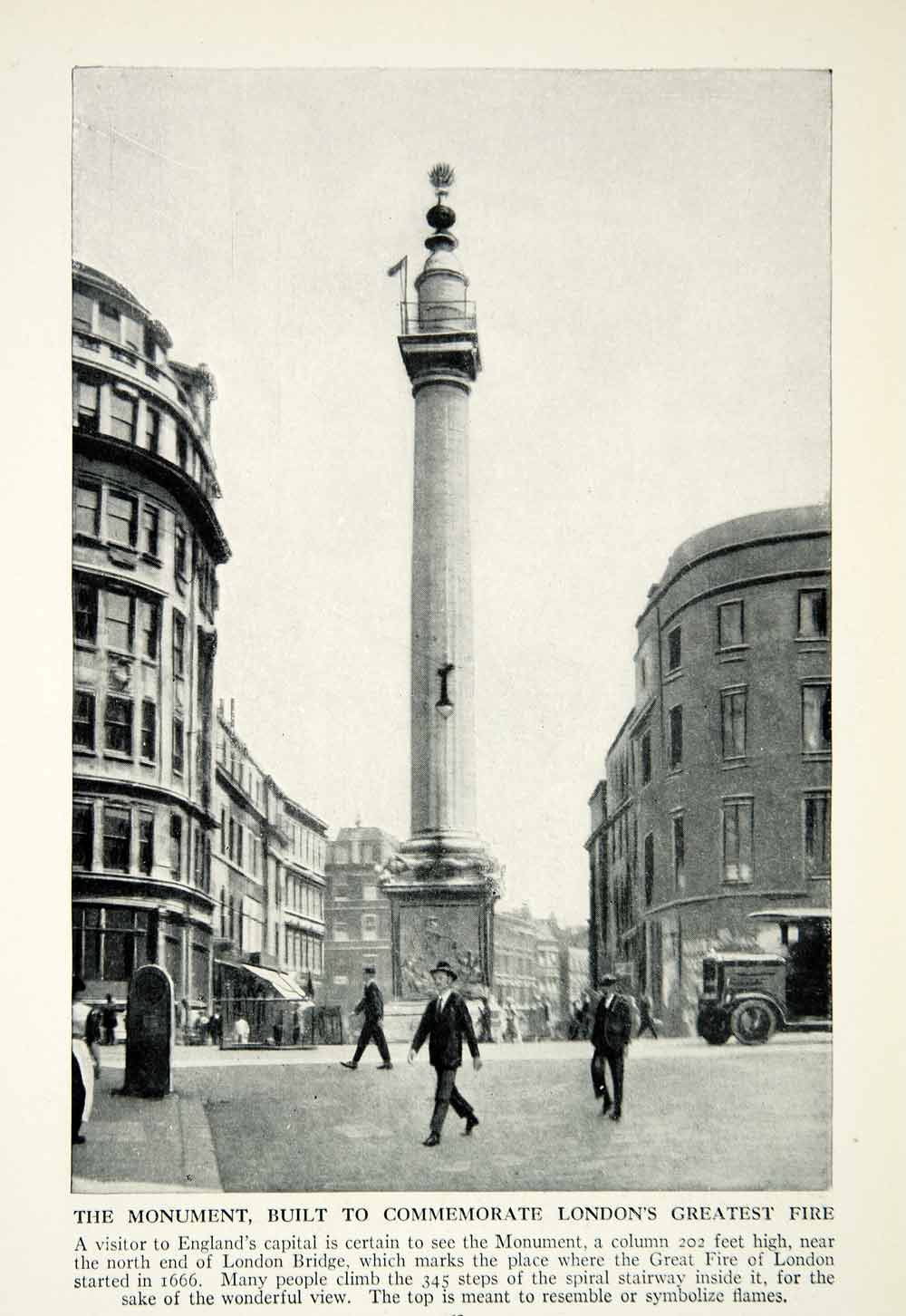 1938 Print London Great Fire Monument Architecture Historical Image View  XGGD4