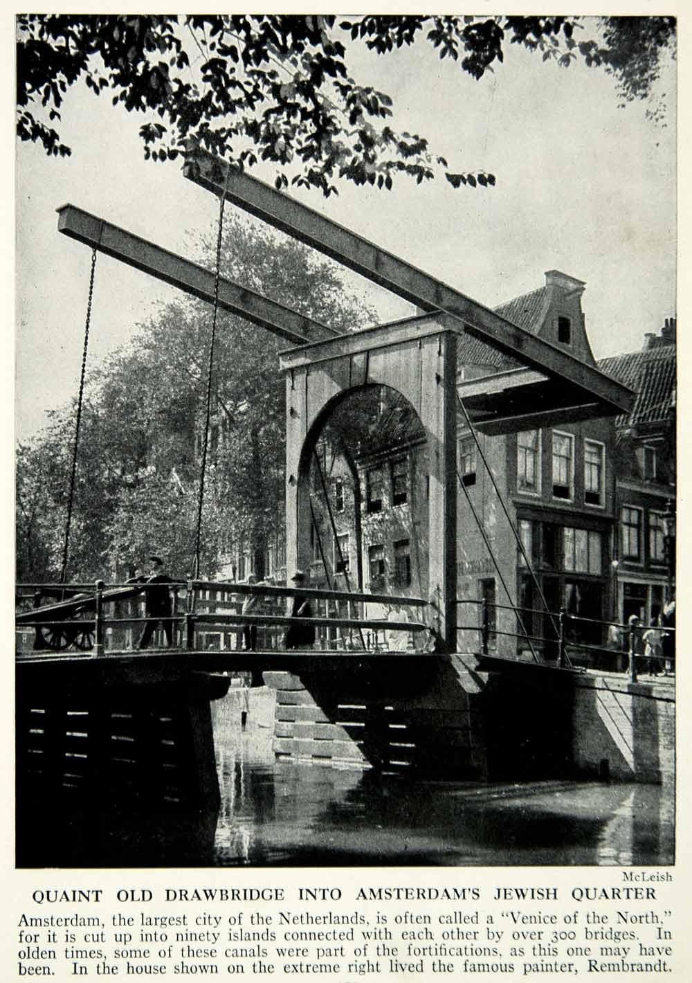 1938 Print Amsterdam Drawbridge Jewish Quarter Netherlands Historical ...