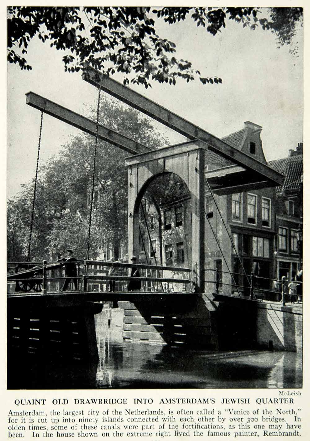 1938 Print Amsterdam Drawbridge Jewish Quarter Netherlands Historical View XGGD4