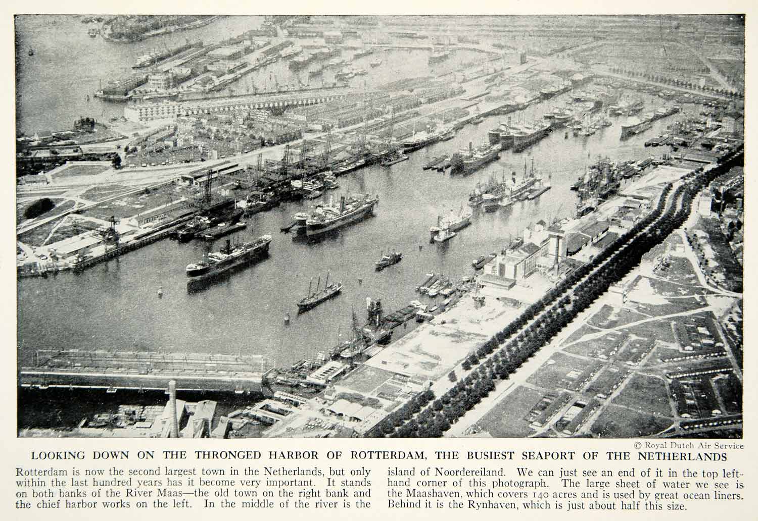 1938 Print Rotterdam Netherlands Harbor Aerial View Historical Image Ships XGGD4