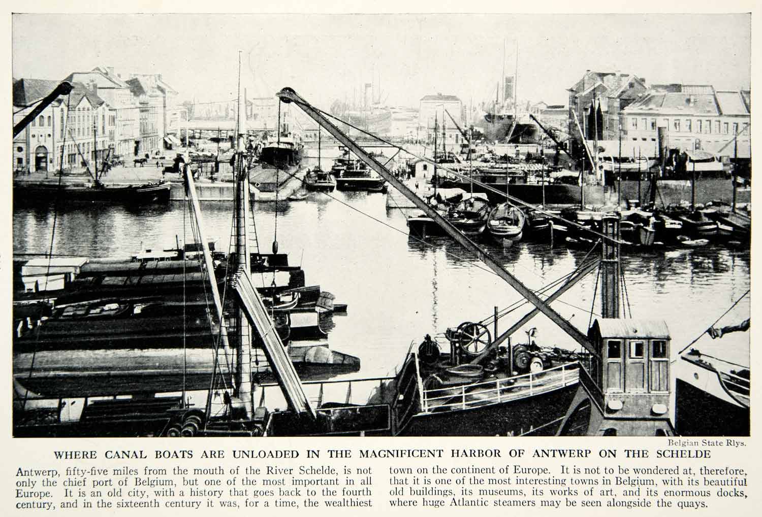 1938 Print Antwerp Harbor Shipping Dockyard Belgium Historical Image View XGGD4