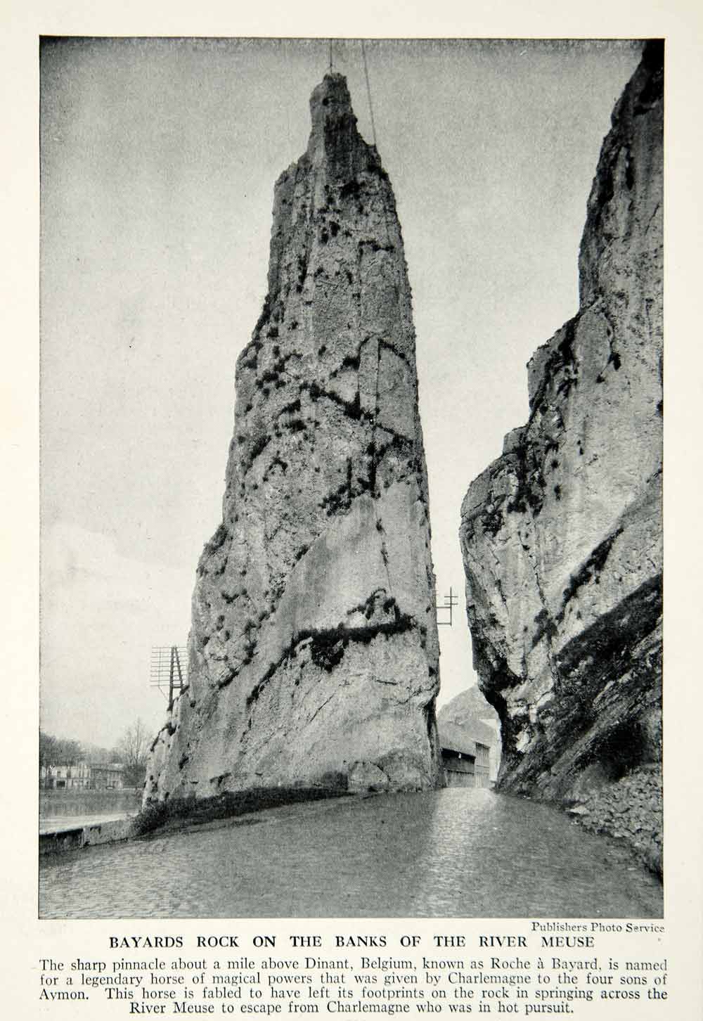 1938 Print Bayards Rock Meuse River Dinant Belgium Historical Image View XGGD4