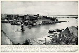 1938 Print Brest Castle France Stronghold Naval Depot River Historical XGGD4
