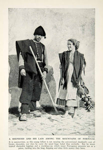 1938 Print Shepherd Traditional Costume Dress Portugal Region Historical XGGD4
