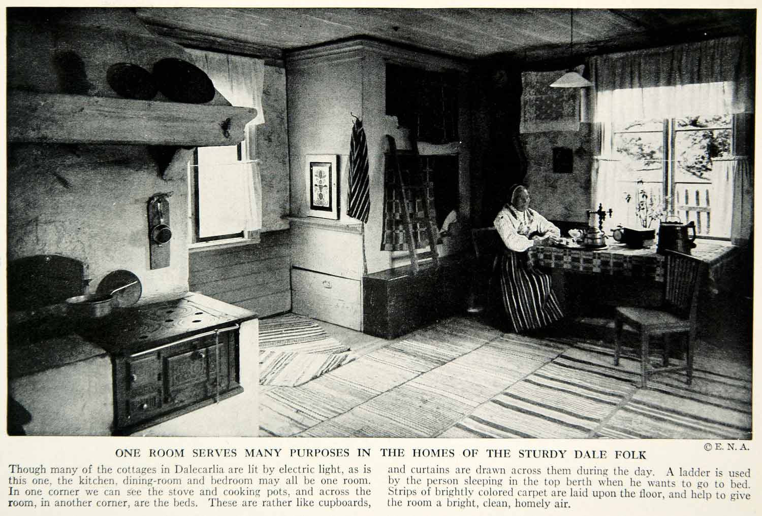 1938 Print Dalarna Dalecarlia Sweden Home Interior Historical Image View XGGD4