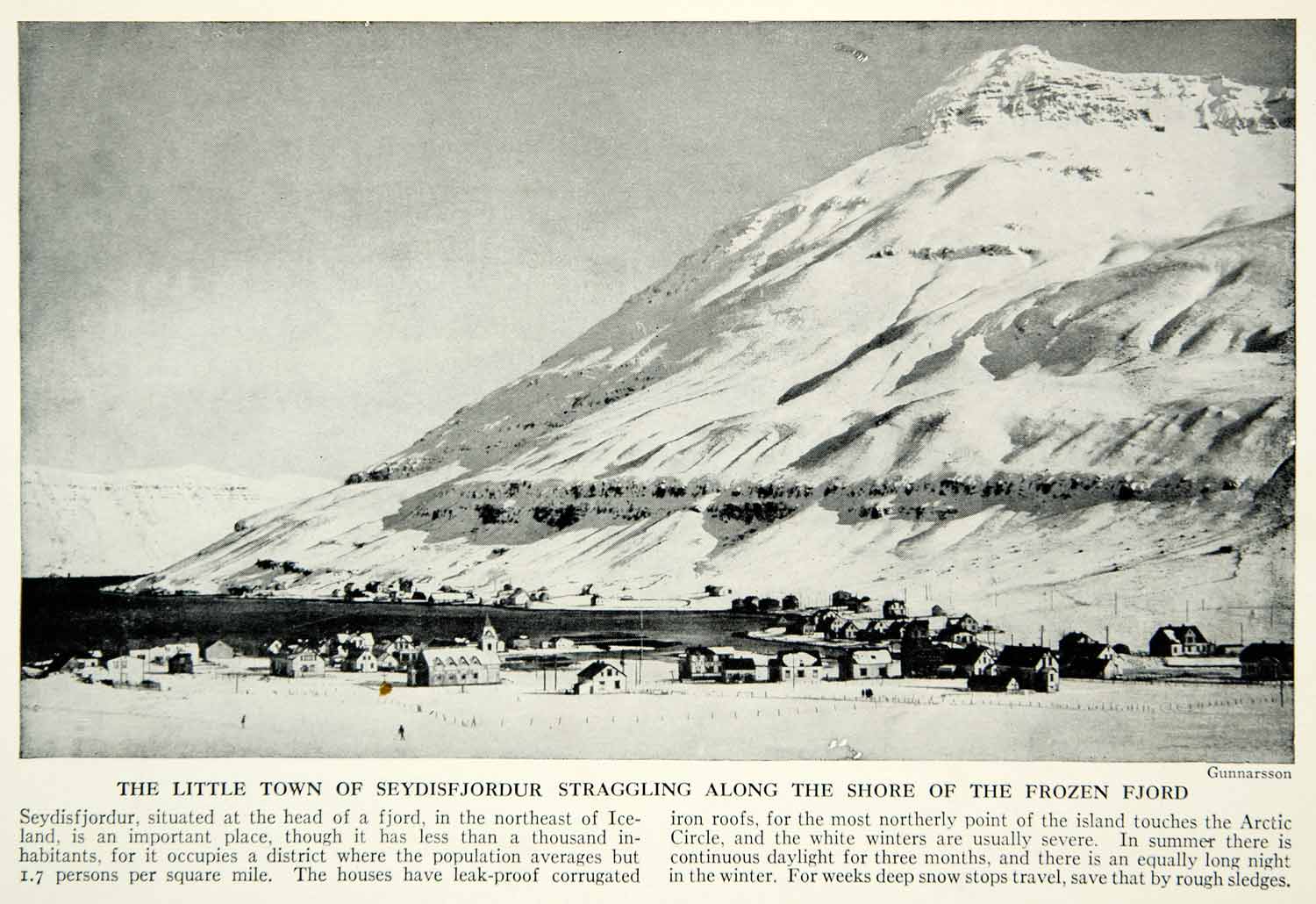 1938 Print Seydisfjordur Iceland Landscape Mountain Historical Image View XGGD4