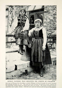 1938 Print Zyrardow Poland Traditional Costume Dress Fashion Historical XGGD4