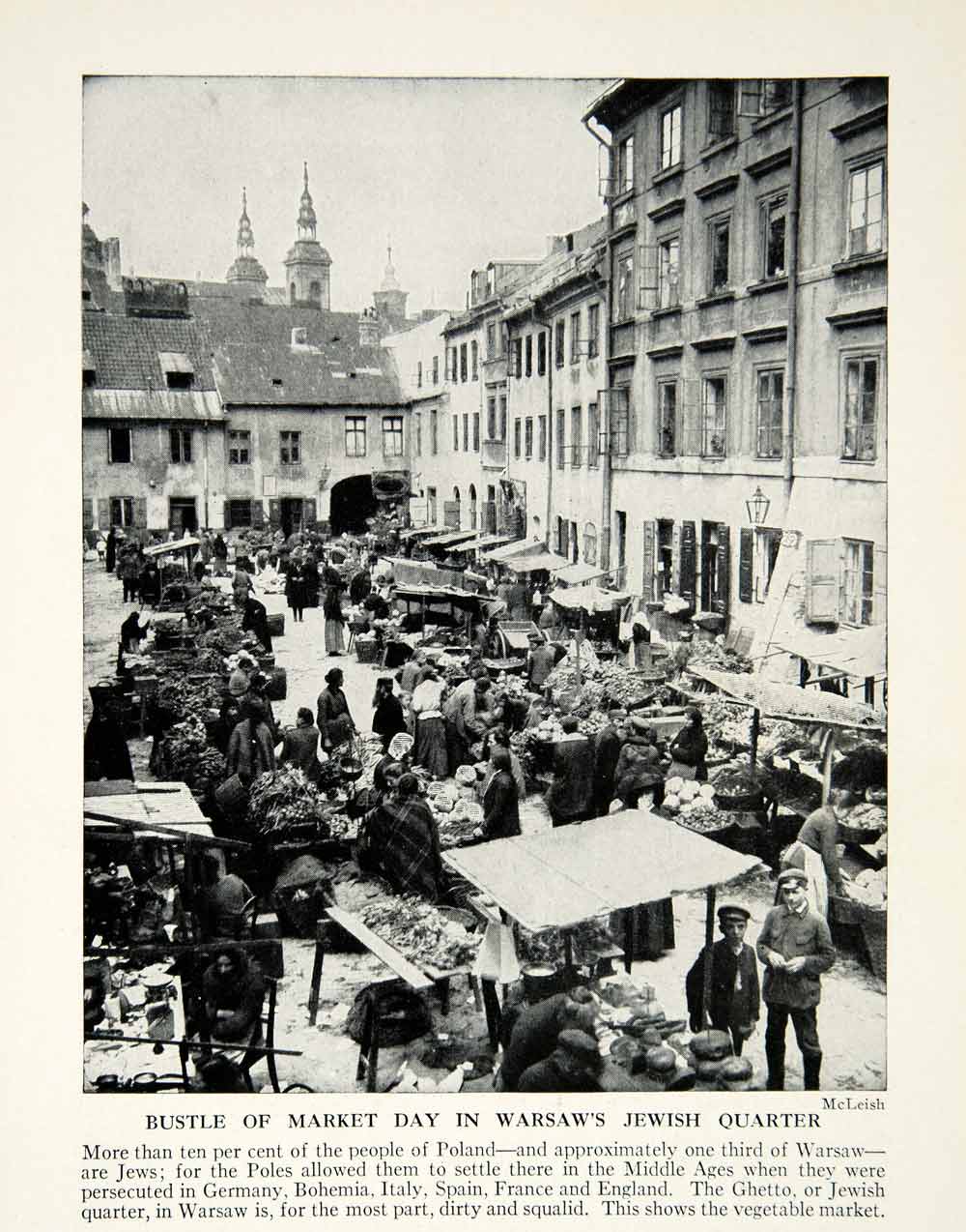 1938 Print Warsaw Poland Market Jewish Quarter Cityscape Historical Image XGGD4