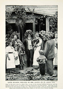 1938 Print Lett Latvia Costume Saint Johns Day Oak Leaves Traditional View XGGD4