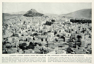 1938 Print Athens Greece Acropolis Mount Lycabettus Cityscape Historical XGGD4
