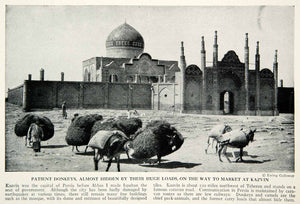 1938 Print Qazvin Iran Architecture Donkeys Marketplace Historical Image XGGD4