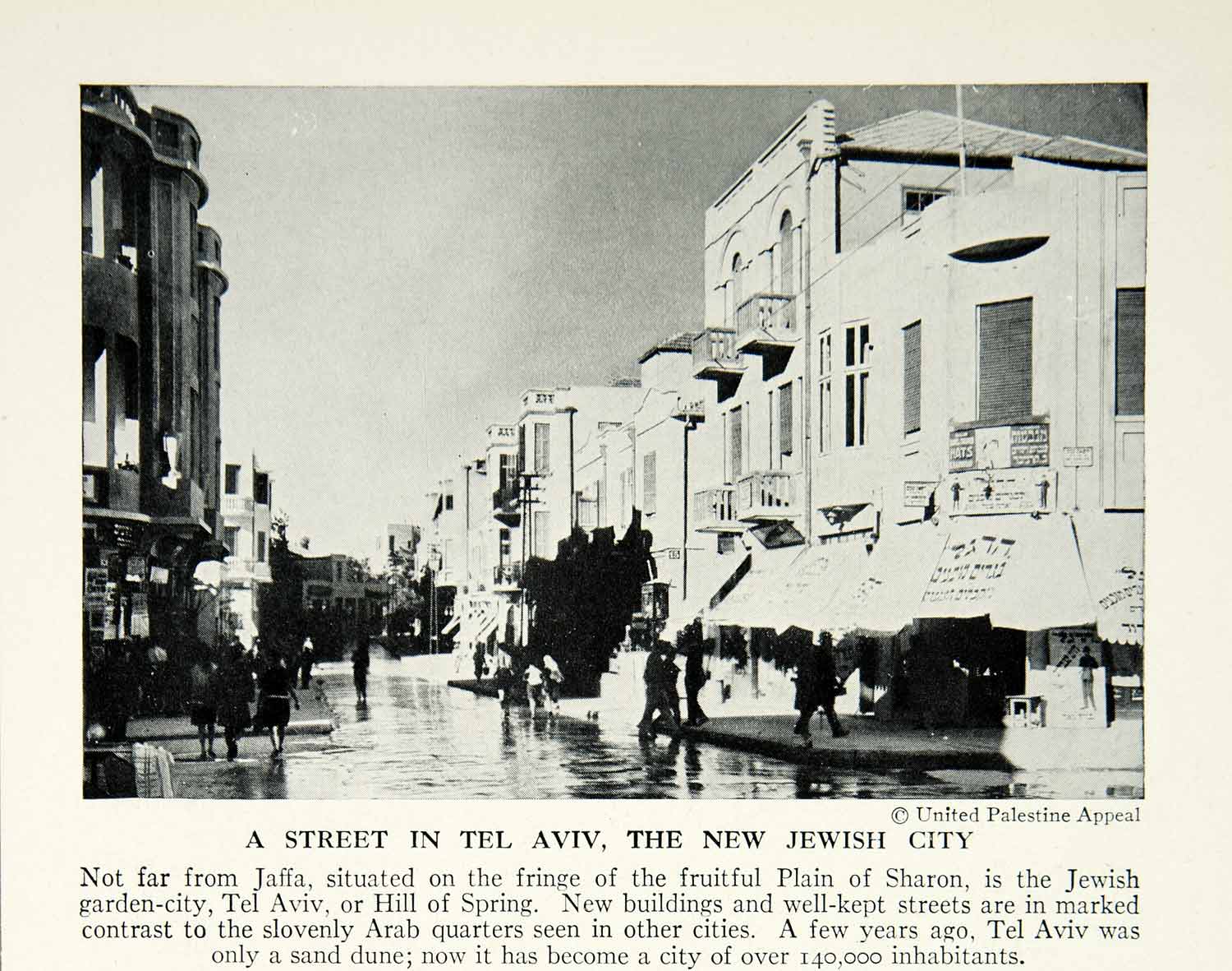1938 Print Tel Aviv Israel Capital Street View Architecture Historical XGGD4