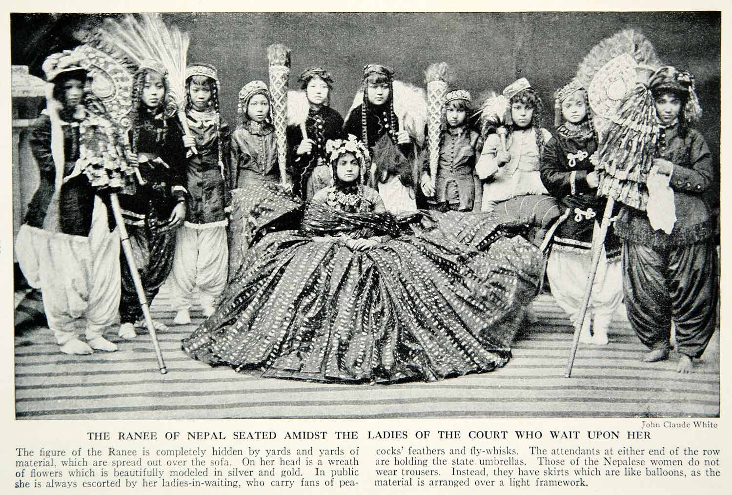 1938 Print Ranee Queen Nepal Court Ladies Royalty Historical Traditional XGGD4