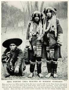 1938 Print Akha Dancing Girls Traditional Dress Costume Historical Ima   Period Paper Historic Art LLC
