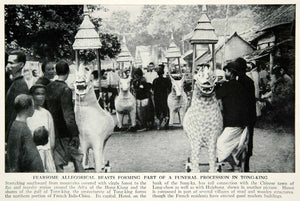1938 Print Tonkin Vietnam Funeral Procession Statues Historical Image View XGGD4