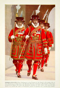 1938 Color Print Kings Bodyguard Yeoman England Beef Eaters Westminster XGGD4