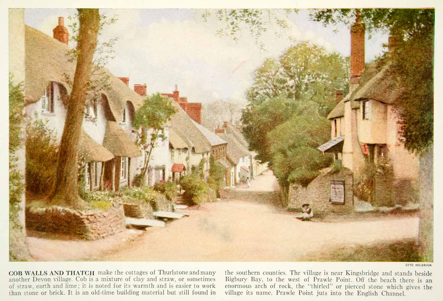 1938 Color Print English Town Thurlstone Architecture Historical Image XGGD4